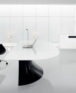 Ola Black and White is a glass office desk that not only has an exceptional look but also brings elegance and style to your office. Shop for white glass desks.