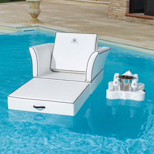 Choose the unique style for a luxurious and comfortable white floating armchair in your pool. Design Samuele Mazza. Online shop and worldwide delivery.