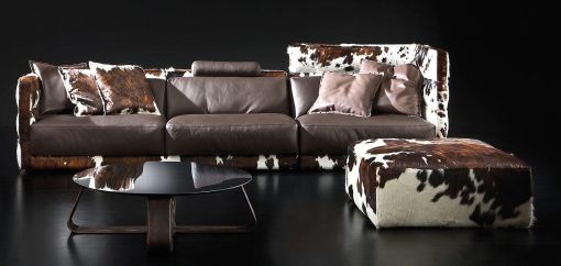 ottoman pouff puff square cow leather cavallino pony dimension size house home sofa furniture made in italy handcrafted