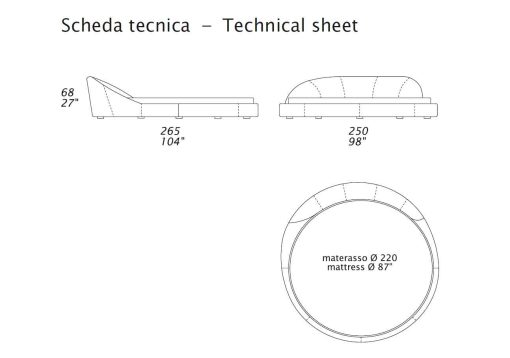 scheda tecnica letto rotondo Jazz