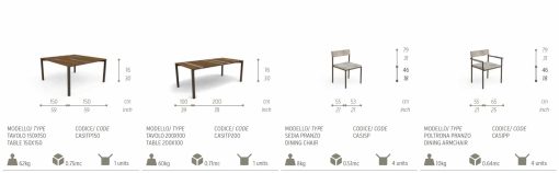 Tavolo e sedie da giardino in acciaio, legno e travertino. Arredo giardino di lusso. Arredamento per esterni completo, design Ramon Esteve. Acquisto online.