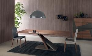 tavolo rettangolare noce canaletto metallo arredamento casa / ufficio on line moderno di lusso 2015 design inspiration web made in italy fisso